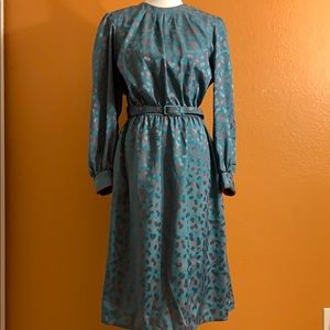 Vintage Hal Ferman Long-Sleeve Dress Retro Pattern